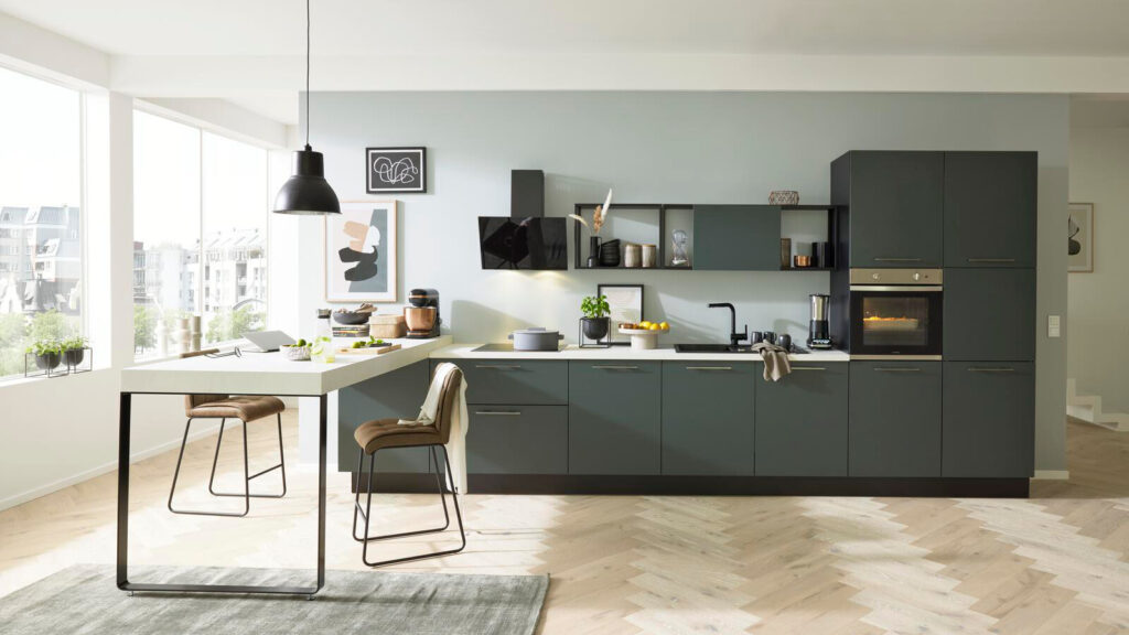 Moderne Küche Küchenformen & Stile Interliving Küche grün schwarz